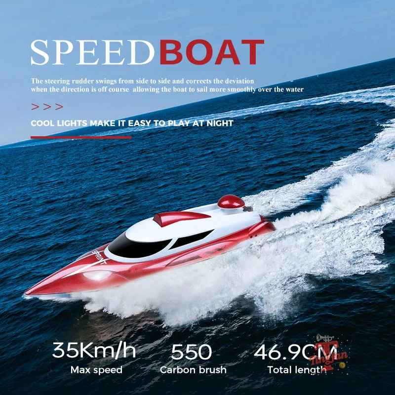 เรือบังคับวิทยุ WLtoys Wl918 ความเร็วสูง 35 กม./ชม. เรือแข่งบังคับวิทยุ 2.4GHz ป้องกันการพลิกคว่ำ พร้อมระบบแจ้งเตือนแบตเตอรี่ต่ำ ของเล่นเรือบังคับวิทยุสำหรับเด็ก