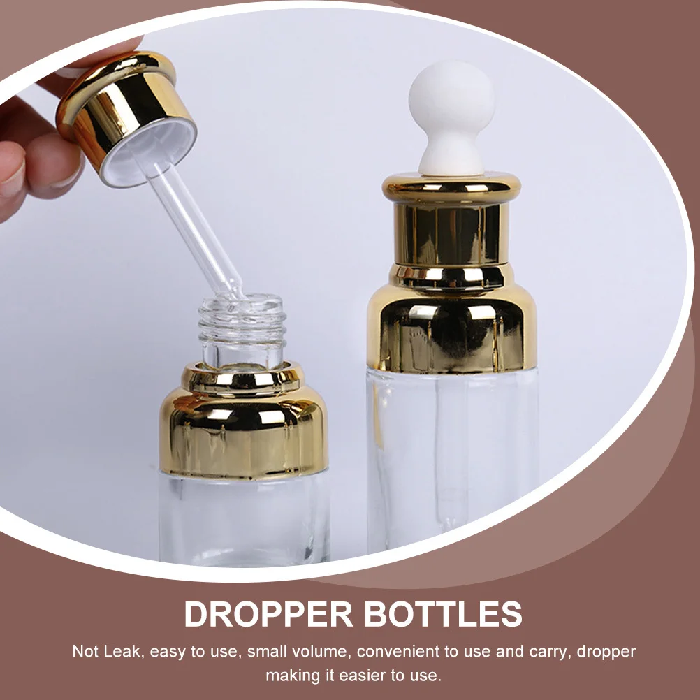 

4Pcs Dropper Bottle Set Stylish Reusable Glass Bottles for Essential Oil Perfume Sample Travel Sub-Packaging Refillable