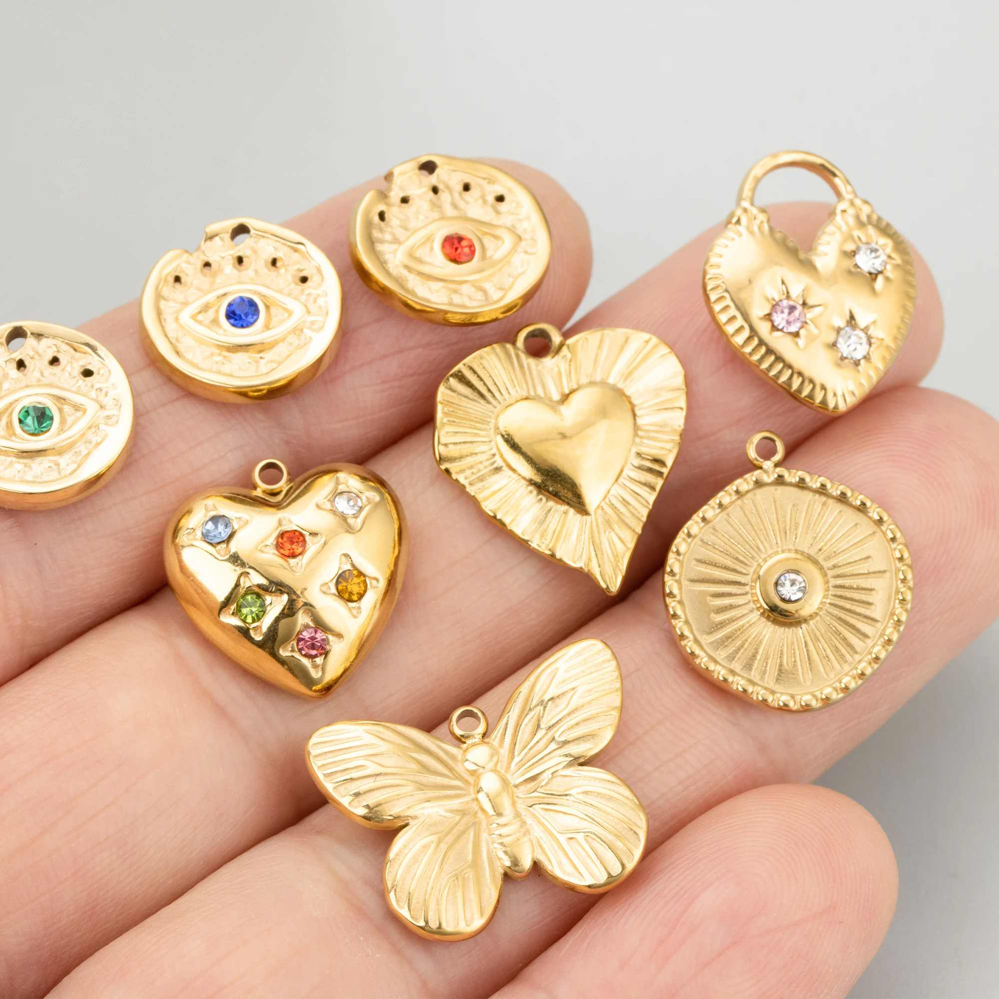 GUFEATHER,4pcs/lot,MG61,jewelry accessories,316L stainless steel,charms,zircons,hand made,jewelry making,diy pendants - Detail 1