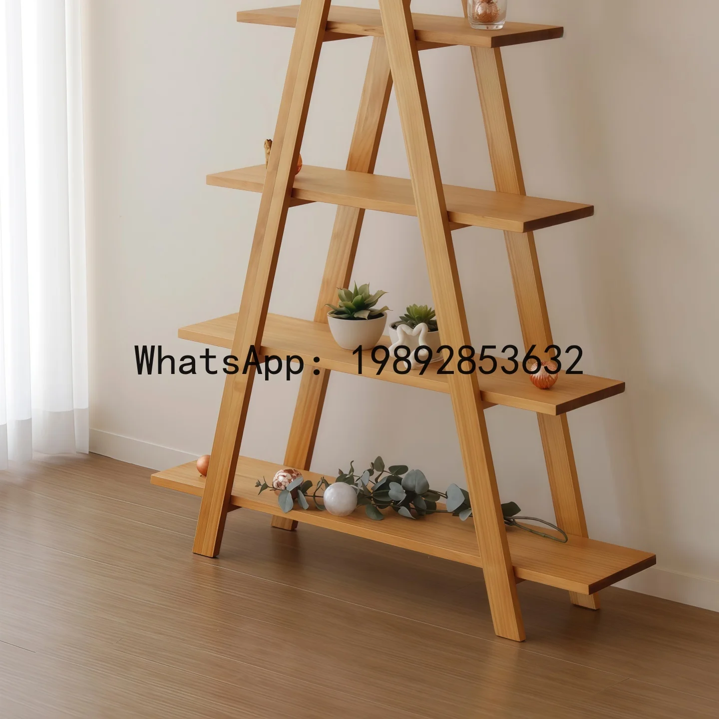 

XL Solid Wood Balcony Flower Stand Christmas Decoration Rack Flower Shop Display Partition Bookshelf