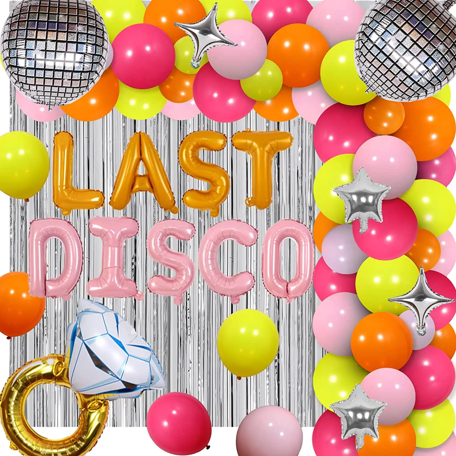 

Last Disco Bachelorette Party Decorations, Balloons, Garland Arch Kit, Fringe Curtain for Cowgirl, Retro, Groovy, Boho, Hen Part