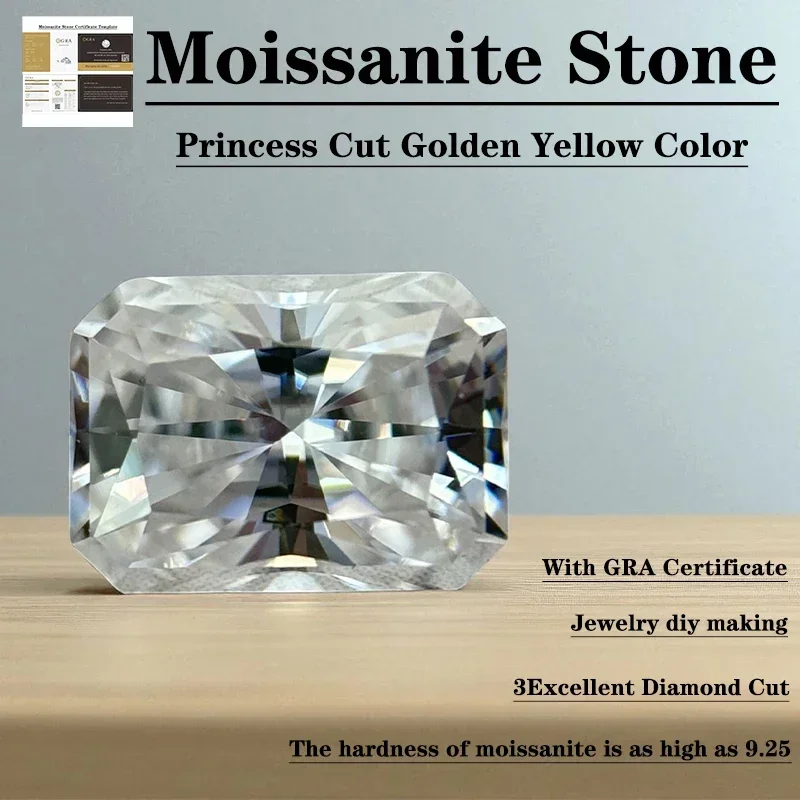 Moissanite Stone Radiant Cut D Color VVS1 with GRA Certificate Gemstone Charms Beads Pass Diamond Tester for jewel making