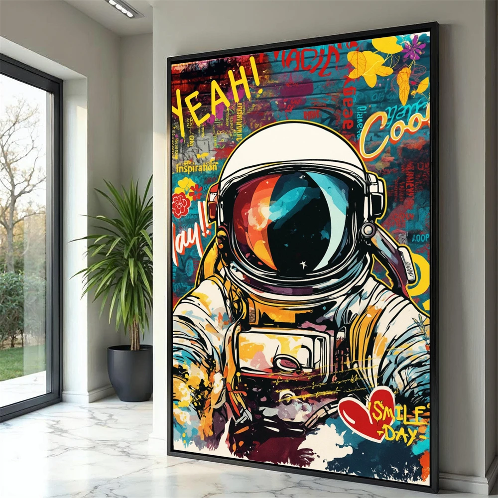 Futuristic Space Drive Prints Retro Red Graffiti Art Canvas Painting Modern Art Wall Decor Cosmic Adventure Astronaut Art Poster