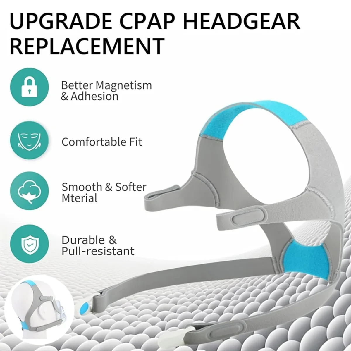 Compatible with ResMed AirFit F20, Full Cover Replacement Headband Strap, Nasal Pillow CPAP Mask. (Magnetic closure not included