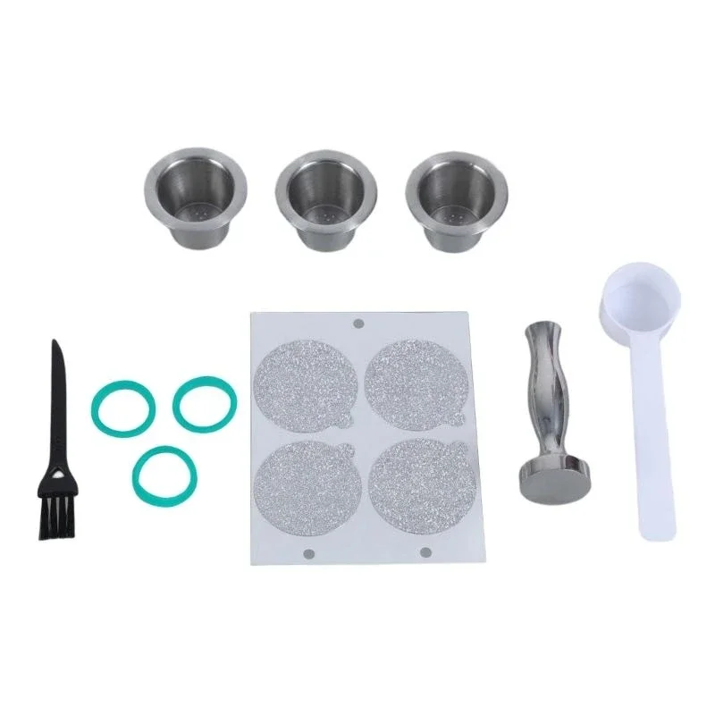 Stainless Steels Refillable Coffee Capsuled Metal Reusable Refillable Coffee Capsuled Filters with Tamper and Spoon M4YD