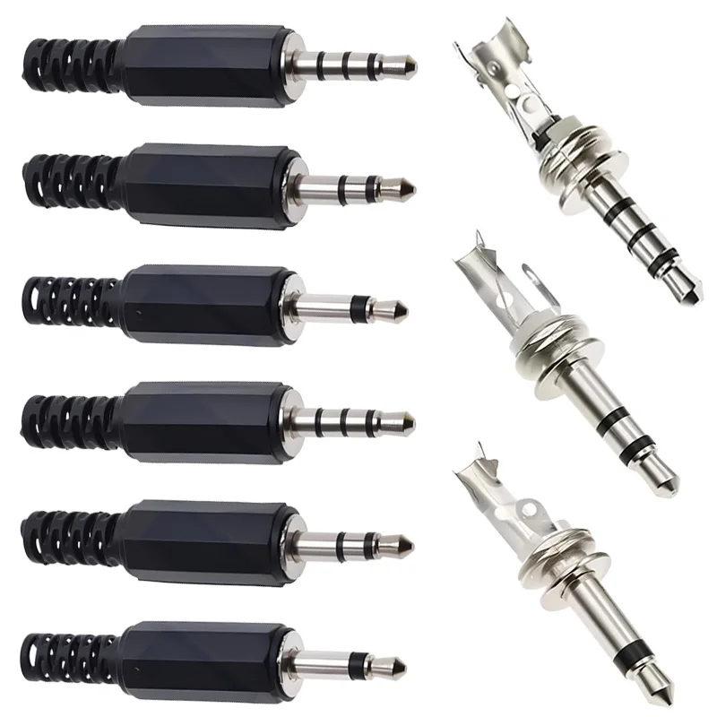 5Pcs 3.5mm Mono Stereo Plug For Microphone Headphone Connector, 2-Pole/3-Pole/4-Pole Audio Adapter
