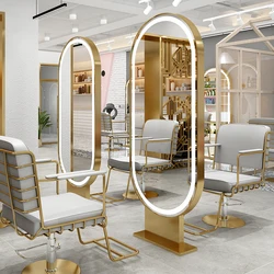 Single and Double Sided Hairdressing Mirror Barber Shop Mirror Table Hairdressing Gallery Dedicated LED Ribbon Light