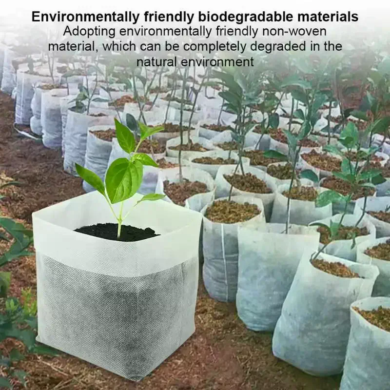 100pcs Biodegradable Seed Nursery Bags, Non-Woven Plants GrowBags, Fabric Seedling Pots Plants Pouch, Home Garden Supply