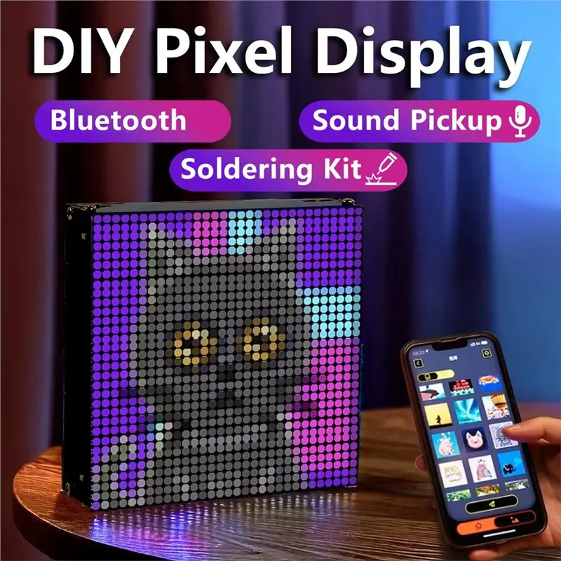 ABVG-LED Pixel Atmosphere Light Bluetooth DIY Soldering Kit, Music Rhythm Spectrum Box Electronic Circuit Project