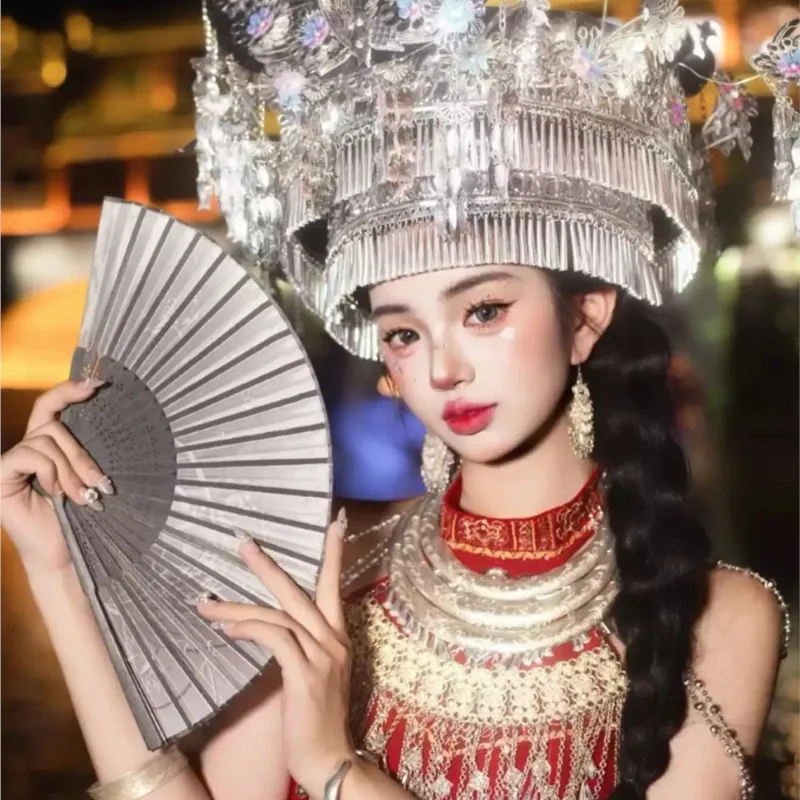 مجموعة كاملة من فساتين الشاش الأحمر للنساء في الأزياء العرقية نمط جديد أداء زي التصوير الفوتوغرافي السفر الغريب #5