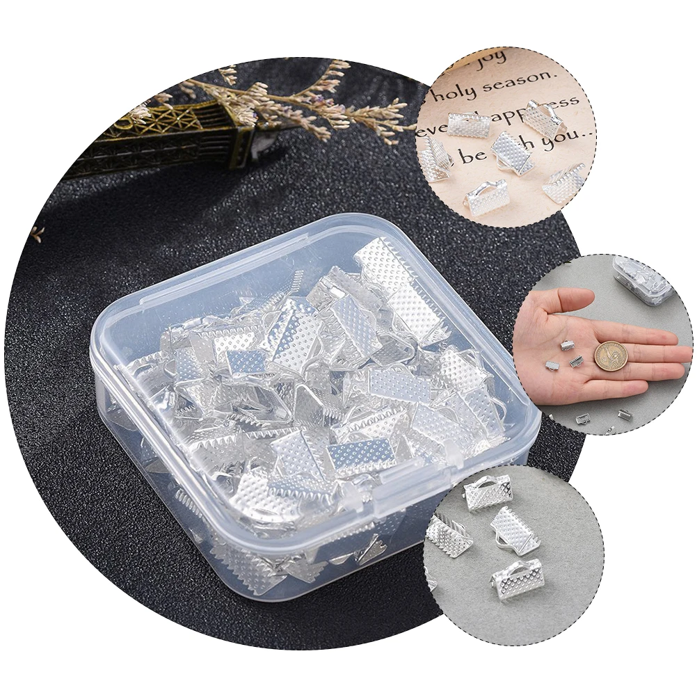 

100pcs Crimp Ends Horse Buckle Clip Jewelry Connector Durable Parts Storage Box Pinch Clamp Ribbon Clasp Accessories