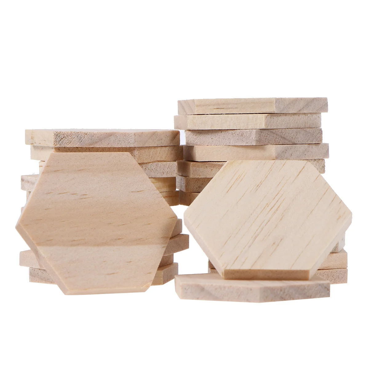 

25 pcs Wooden Hexagon Slices 5 Cm Natural Wood Discs For Diy Craft Wedding Decoration Handicraft Sewing Supplies Decorative Wood