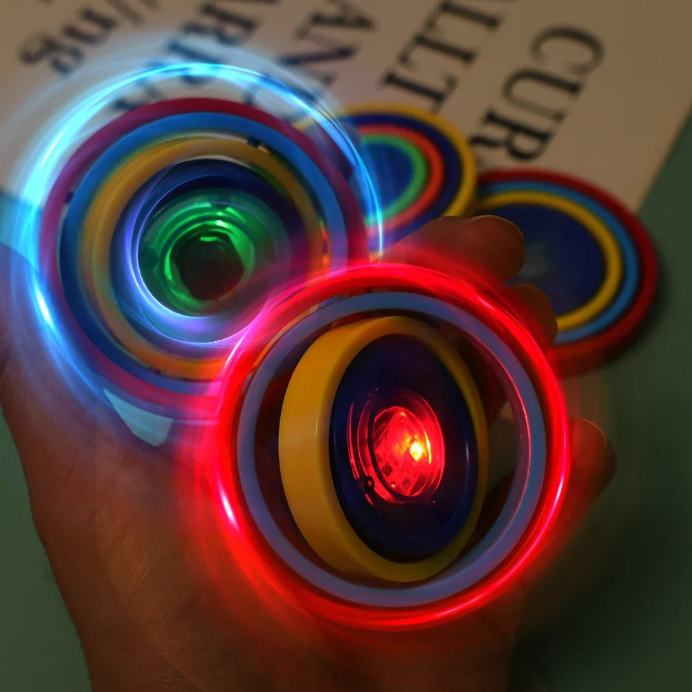 Luminous Radish Ring Universal Gyro Fingertip Creative Toy Detachable Universal Inertia Rotating Rainbow Circle Luminous Toys