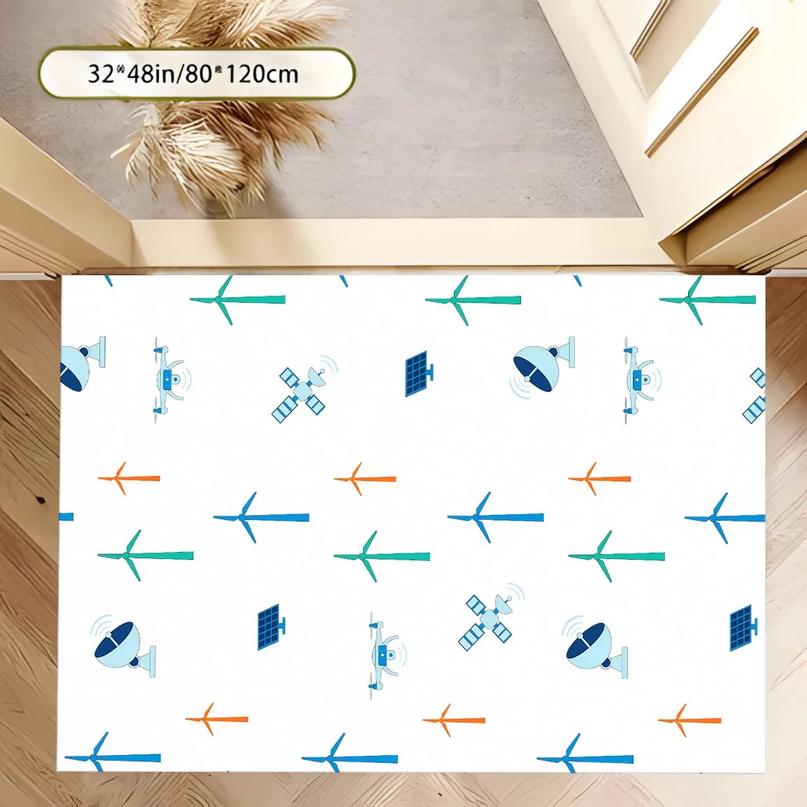 Large Area Rug Aerospace Technology Element Print Soft Velvet Living Room Bedroom Leisure Home Decor Area Rug