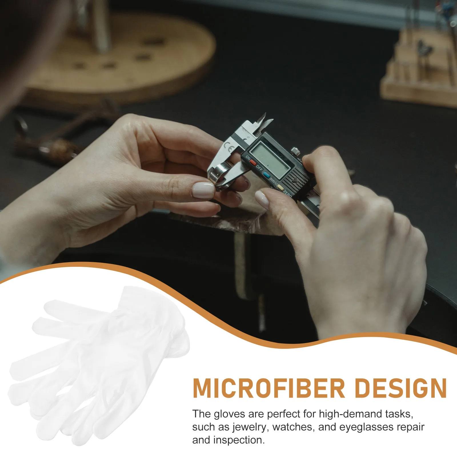 

6 Pairs Microfiber Dust Free Gloves Cloth Coin Handling Jewelry Inspection White Protective Gloves Anti Static