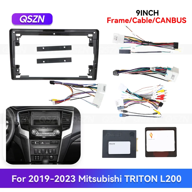 

QSZN для Mitsubishi TRITON L200 2019-2023 гг., 9-дюймовый Android GPS автомобильный радиоприемник, авто стерео рамка, панель приборной панели, отделка панели
