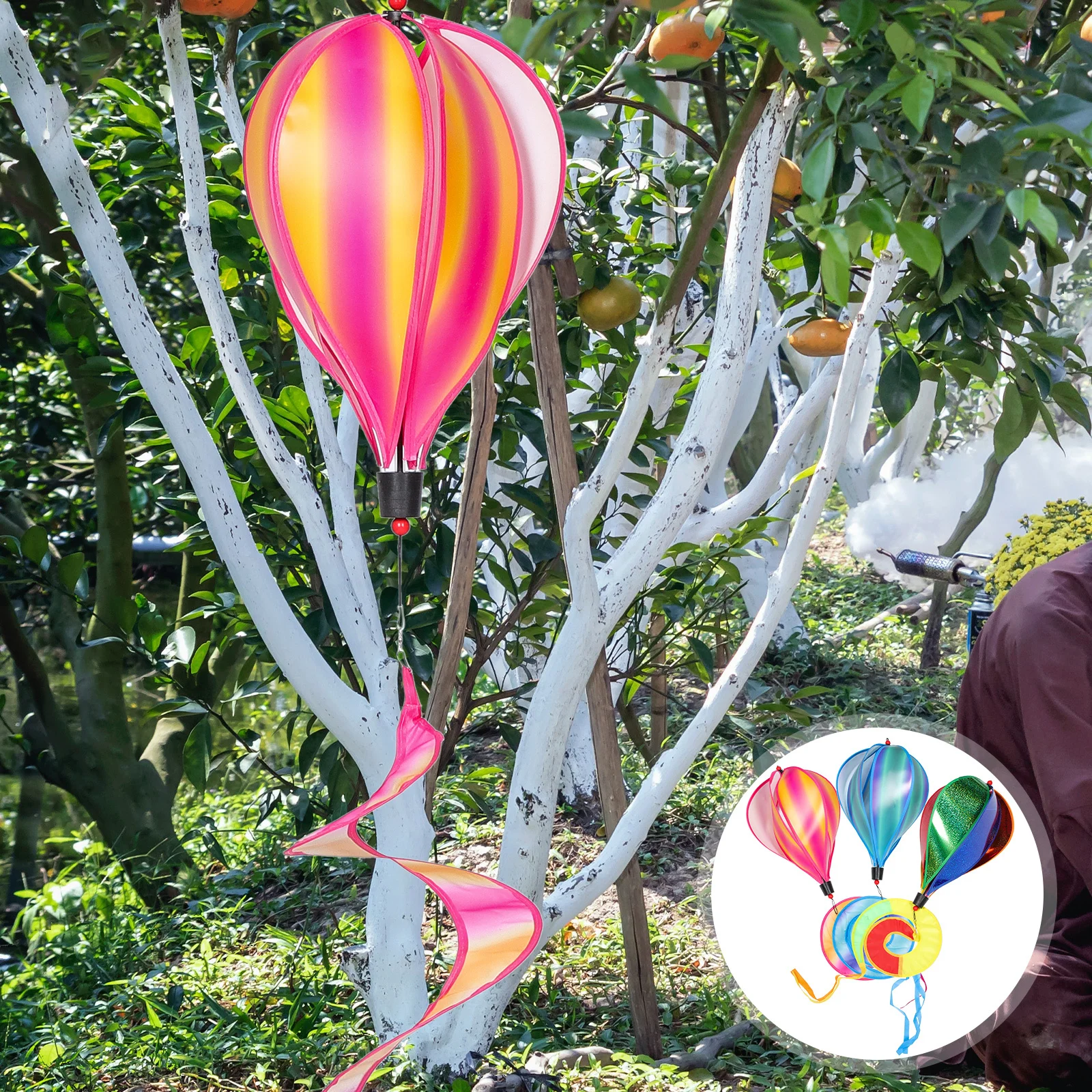 

3pcs Hot Air Balloon Hanging Ornaments Colorful Spinners Decor For Yard Outdoor Party Lawn Festival Decoration
