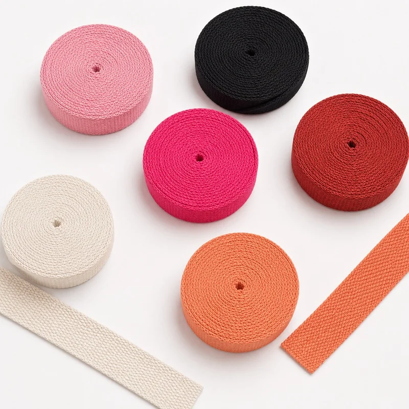10M 20-50mm Cotton Blend Canvas Webbing Tape 2mm Thick Double-Face Strap for Handbag Backpack Belt Luggage Sewing Trim Supplies