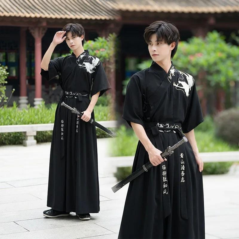 새로운 일본 기모노 드래곤 자수 사무라이 의상 전통 Hanfu 짧은 드레스 여성 남성 유카타 아시아 코스프레 옷