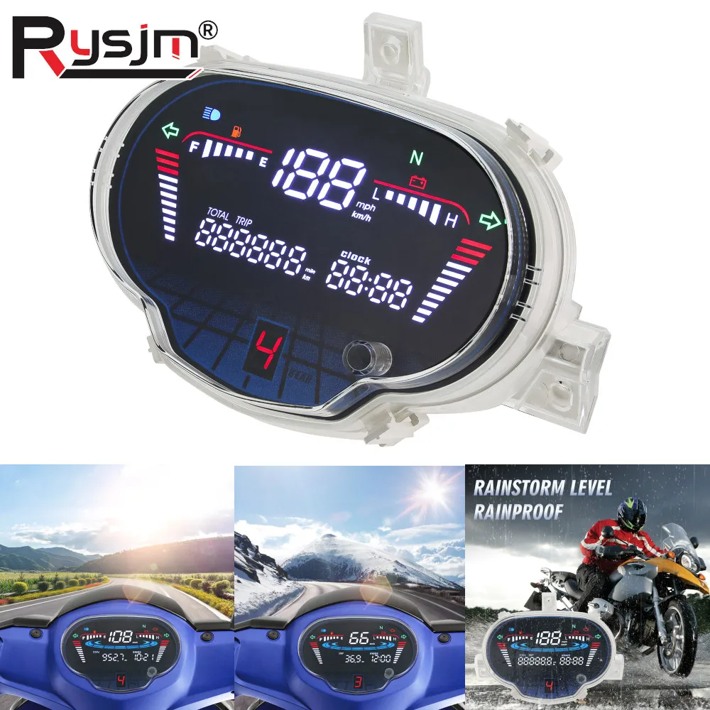 

Универсальный мотоциклетный спидометр, одометр для Yamaha Sight 115/Crypton Fi 114 Sirius fi VEGA RR/VEGA FORCE, цифровой светодиодный измеритель