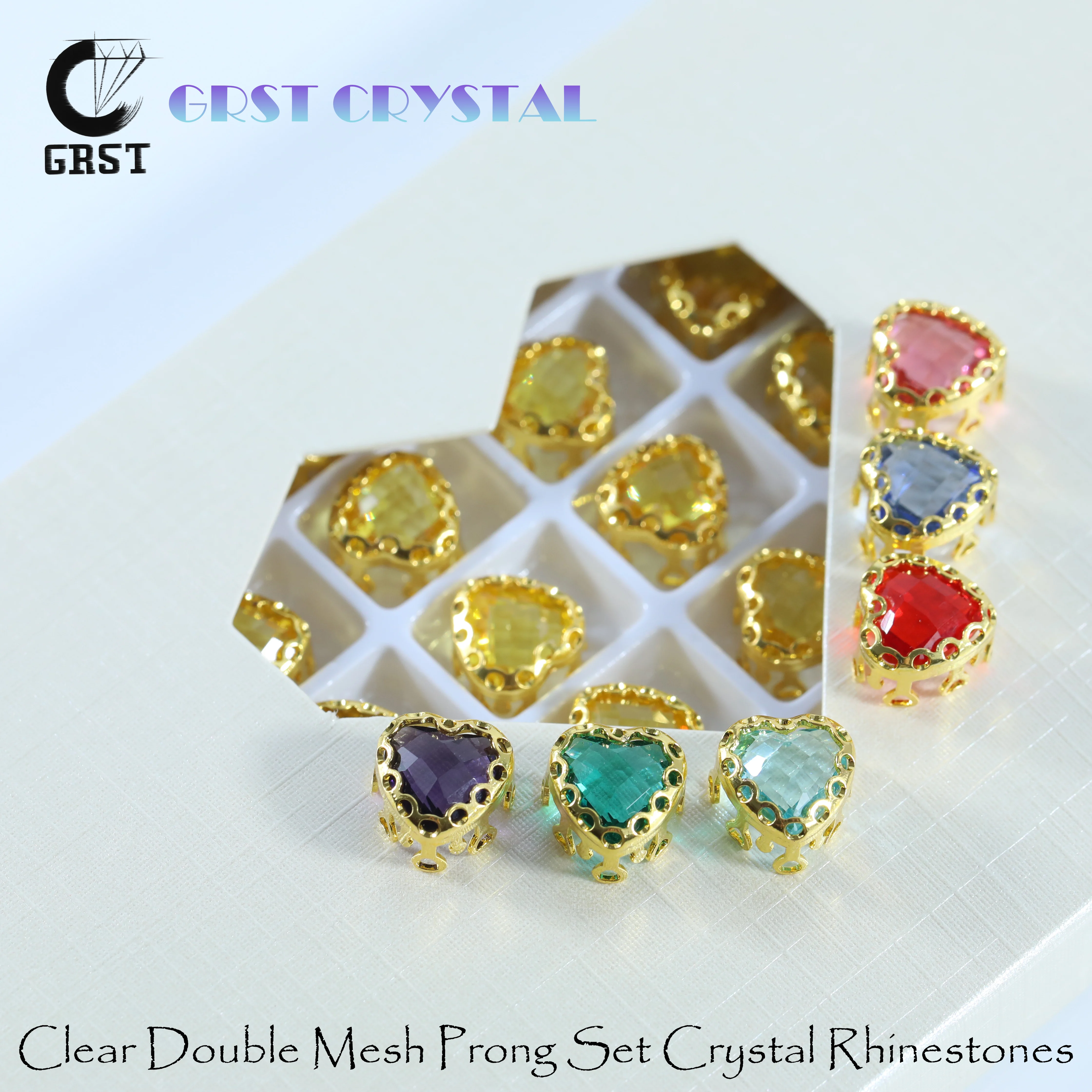 Transparent Unfoiled Glass Crystal Lace Claw Rhinestones Double Mesh Base Sew On Crystals for DIY Bridal Outfit Costume Shoes
