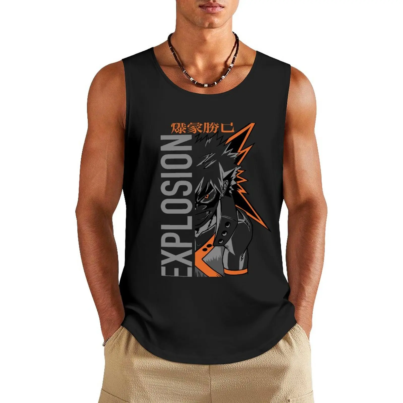 Bakugo Explosion Tank Top Men's sleeveless male top gym wear men