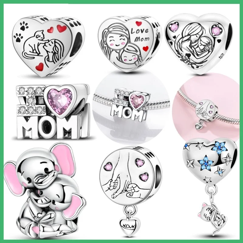 

Original 925 sterling silver heart-shaped palm gratitude mom women's fashion charm bead, suitable for DIY bracelets