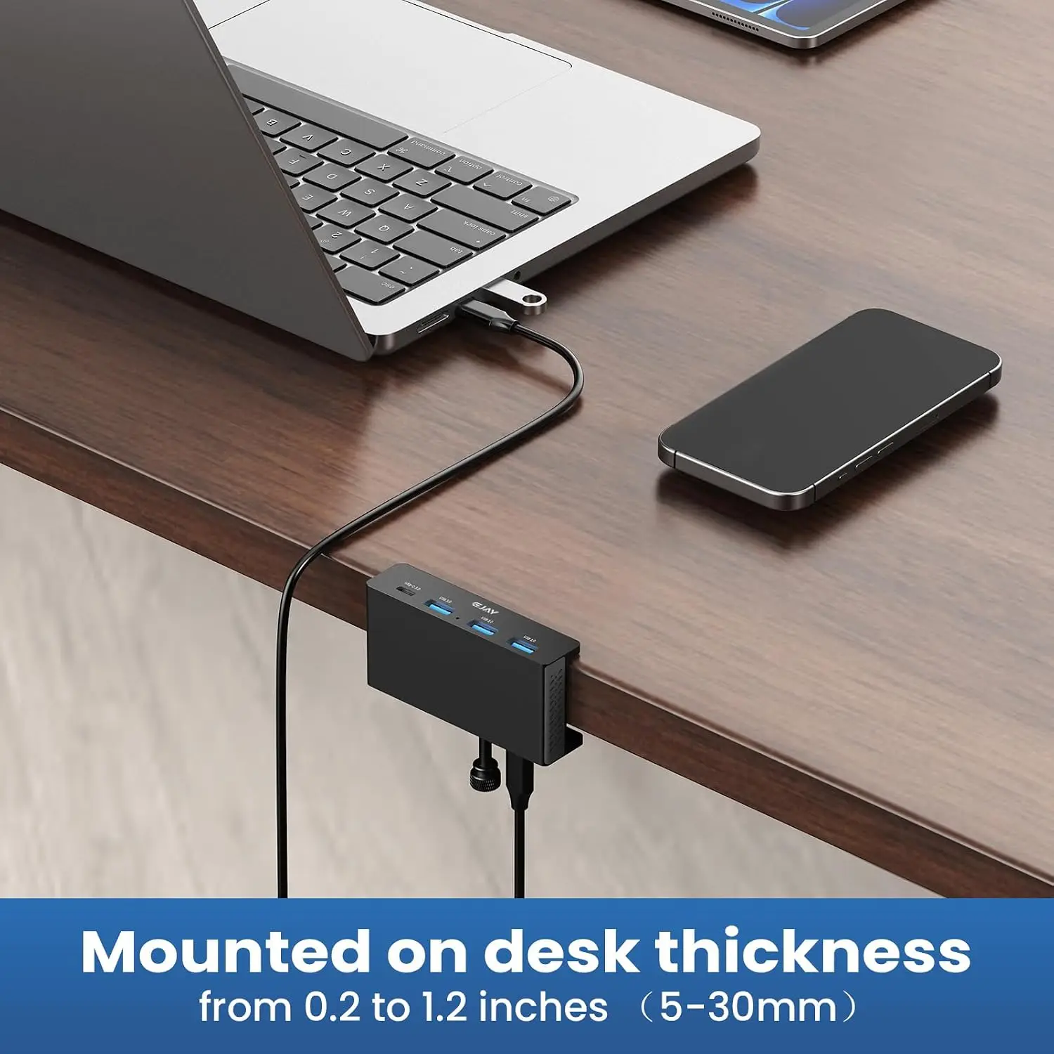 EJAY USB HUB Clamp 5/10Gbps USB3.2/3.0 Splitter AdapterHigh Speed Data Transfer for iMac Pro Mackbook Desktop PC Accessories