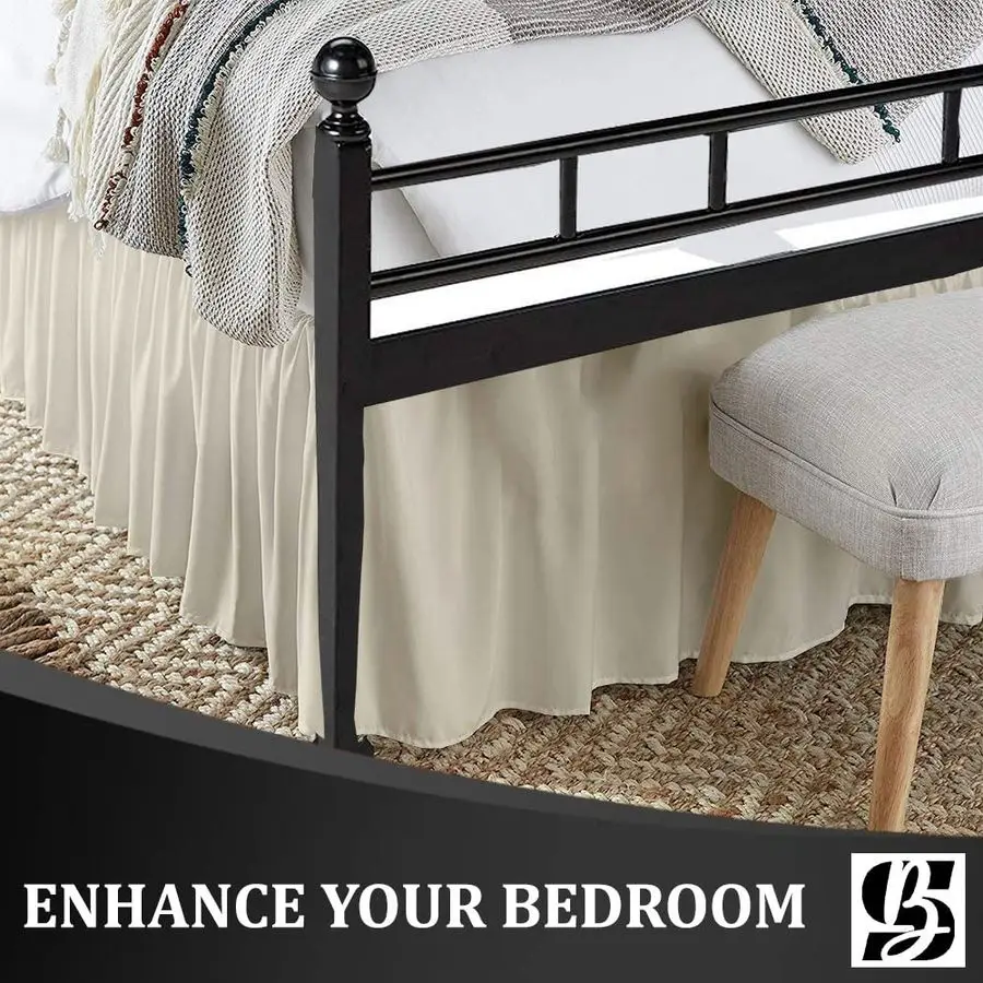 

Пышная юбка для кровати King Size с оборками и разрезами по углам, высотой 16 дюймов, с трехсторонним покрытием для платформенных кроватей, 100% микрофибра