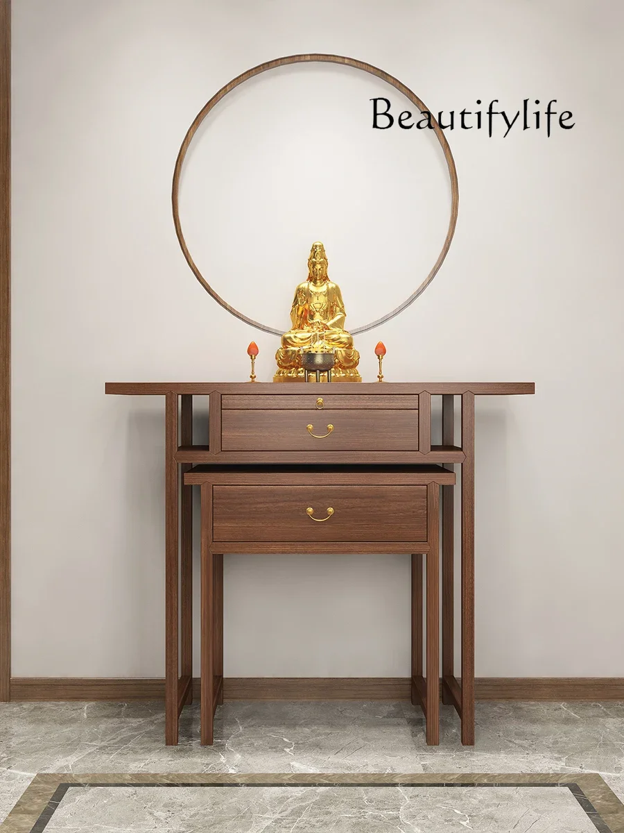 L Modern Minimalist Solid Wood Altar New Chinese Style Living Room Home Buddha Shrine Silent Style God of Wealth Cabinet
