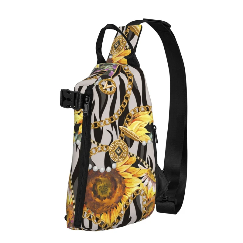 

Trendy Fashion Crossbody Chest Bag Backpack Chain Daisy Golden Prints Bolsa Feminina Stripe Floral Men's Crossbody Bag Dropship