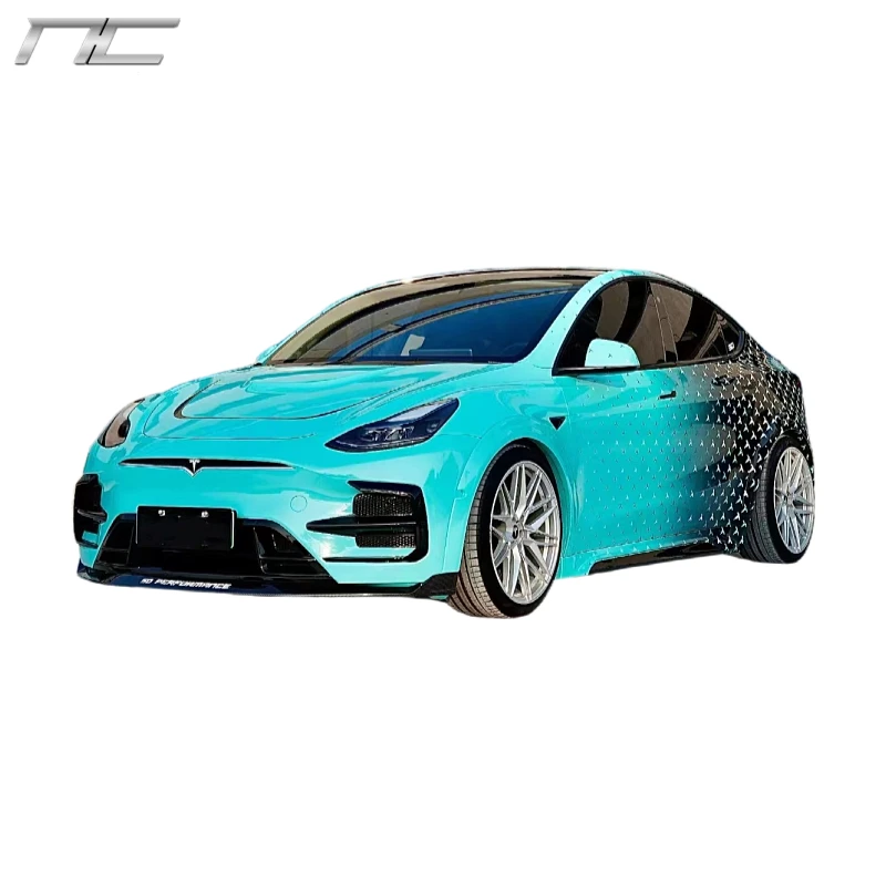 For TESLA MODEL Y SD Style Front Bumper Side Skirts Rear Diffuser Spoiler Wing Hood Bonnet Wheel Eyebrow body kit