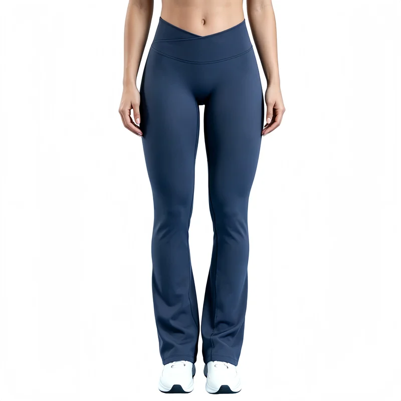 HISTELLO Vision Flare Leggings Women Cross Waist Seamless Yoga Pants Booty Lifting Tummy Control Sports Fitness Gym Tights