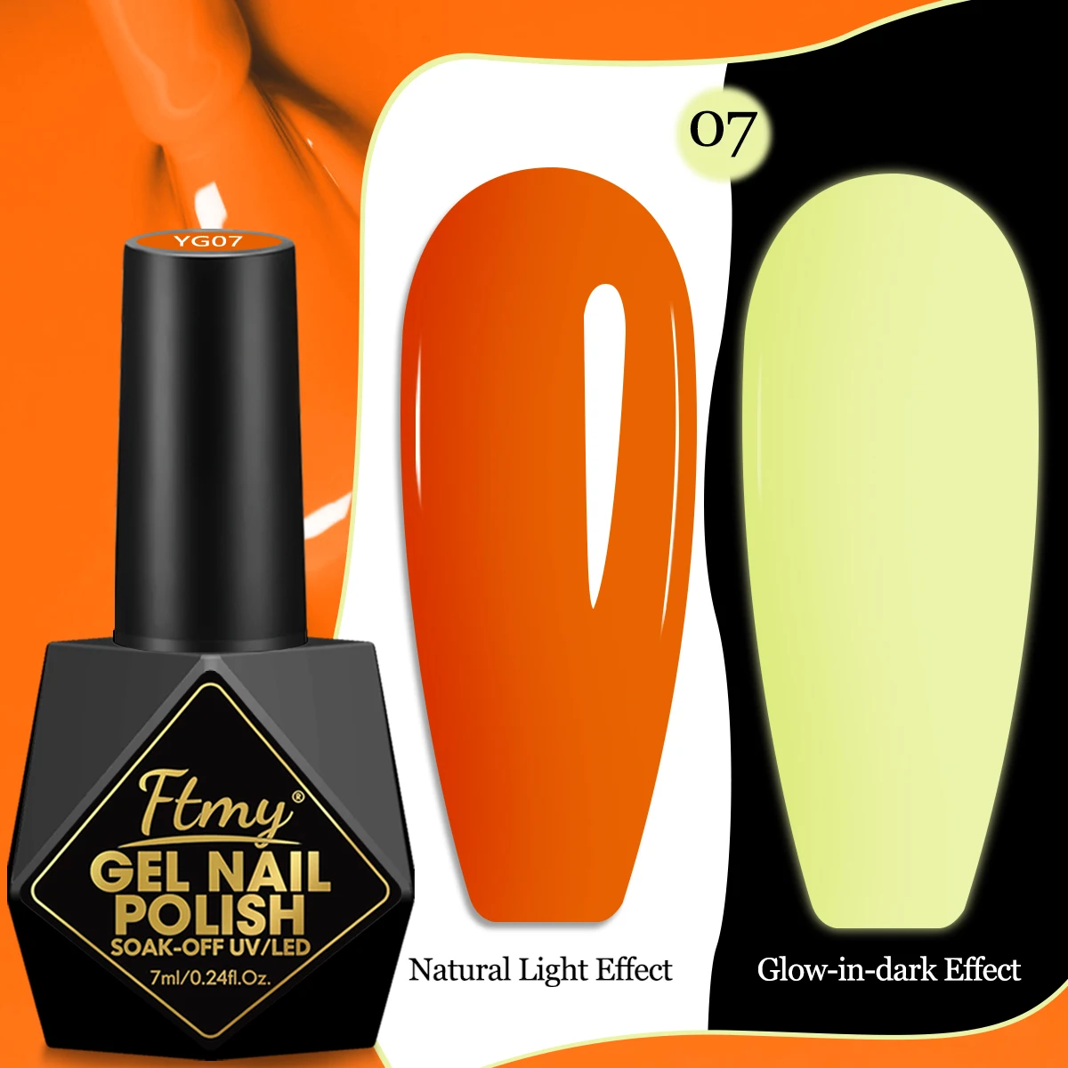 7ML مضيئة لا يمسح معطف فوقي يتوهج على الظلام هلام طلاء الأظافر، للمنزل صالون مسمار الفن DIY! #1