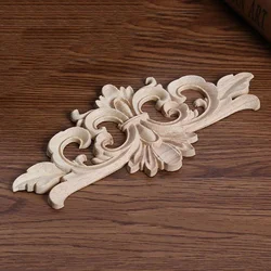 1Pc Classic Wood Carved Corner Applique Frame Unique Natural Floral Wood Carved Vintage Furniture Frame Wall Door Craft Decor