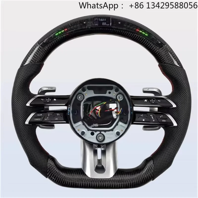 Sports-Style Carbon Fiber Leather Steering Wheel for Mercedes Benz CLS GLE W213 W238 W205 W222 W463 W167 C260 C300 C43 W211 GLC