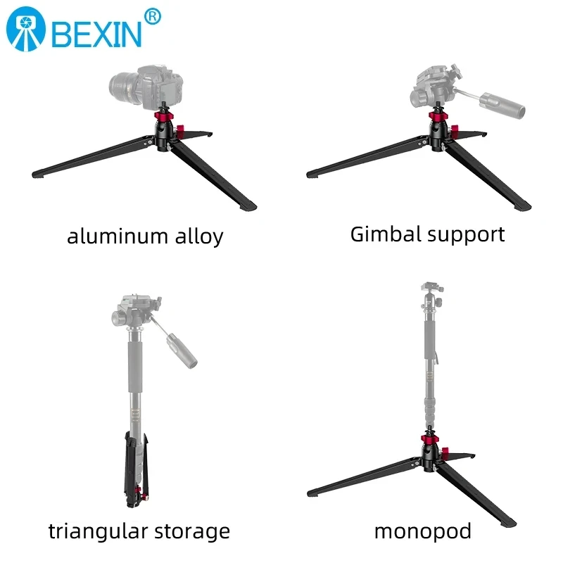 BEXIN ST-3 Aluminum Alloy Tripod Mini Desktop Photography Tripod 3/8 Inch Adapter Monopod Bracket Base for SLR Camera Gimbals