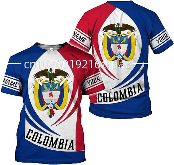 Customize Colombia Flag T-Shirt Men's Women's Casual Round Neck Oversized Tees Short Sleeves Fashion Harajuku Street Tops