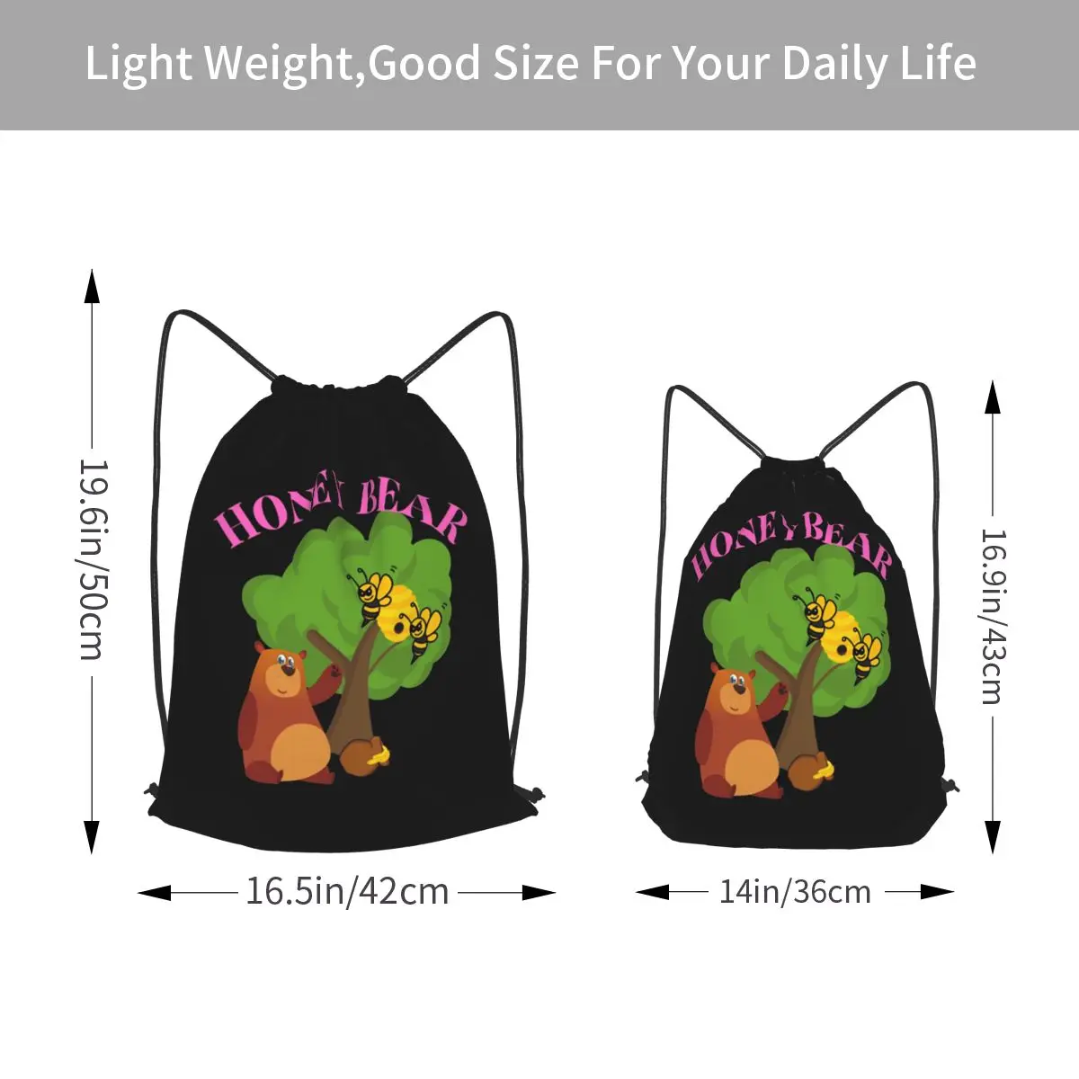 Honey Bear Honeypot Bee Backpacks Multi-function Drawstring Bundle Pocket Shoes Bag Book Bags for Man Woman School