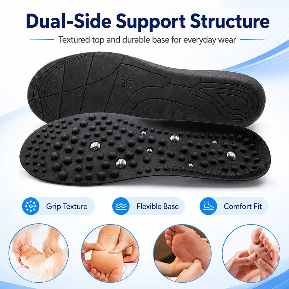 16 Pieces Magnetic Therapy Insoles Magnet Massage Acupressure Health Cushion Men Women Relaxation Foot Care Comfort Support