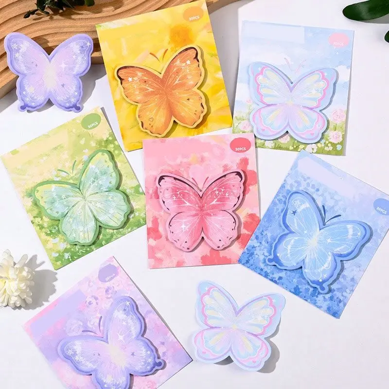 1pack High appearance butterfly sticky sticky sticky sticky note for teenage students to use as a memo and message stick