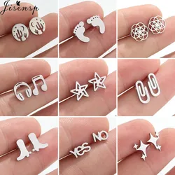 2025 Stainless Steel Earrings Geometric Women Men Minimalist Footprints Music Boots Earings YES NO Ear Studs Piercing Jewelry
