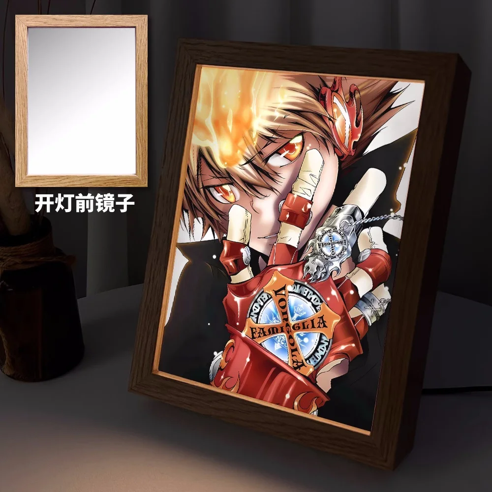 

Anime HITMAN REBORN! Vongola Primo Gokudera Hayato Lamp Ornaments Figure Desk Frame Mirror Cosplay 6569 Kids Collection Toy