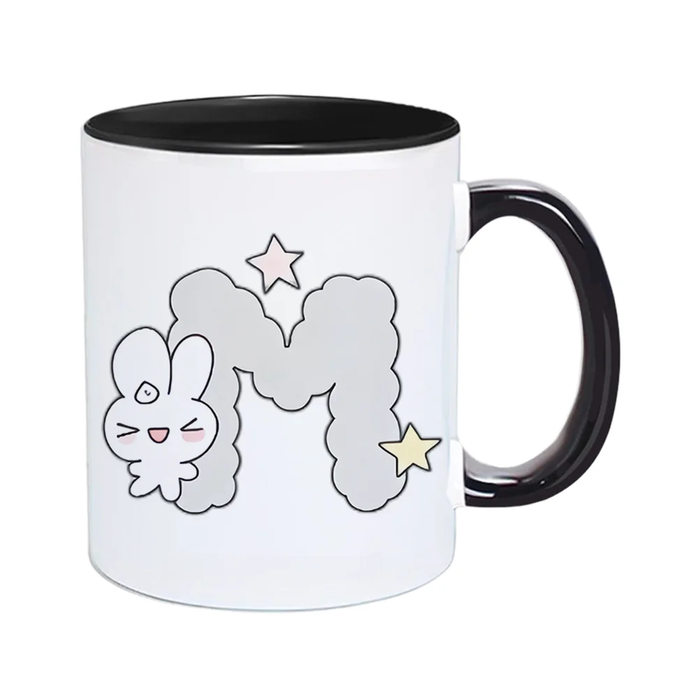 11oz Cute Rabbit Cloud Star Print Ceramic Coffee Mug for Home Use Office Drinking Holiday Present Birthday Party Christmas Table