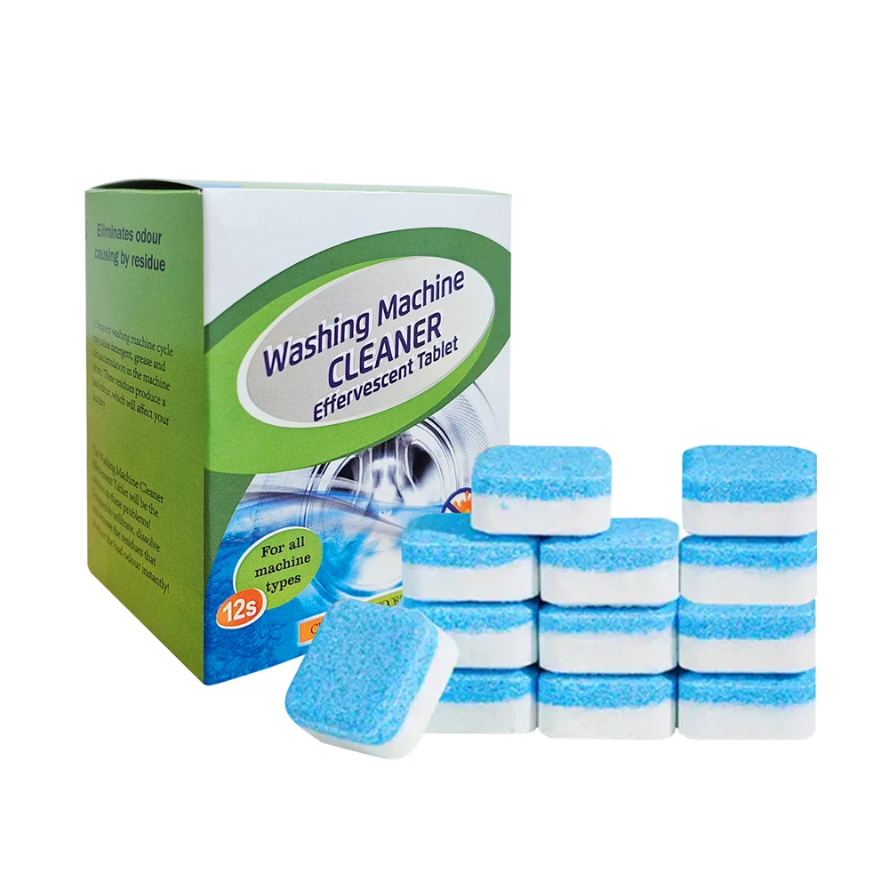 12Pcs Washing Machine Cleaner Descaler Deep Cleaning Tablets For Front Loader & Top Load Washer Clean Laundry Tub Seal