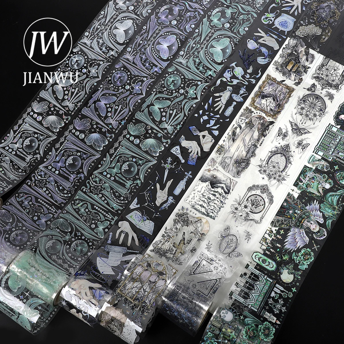 JIANWU 500cm Vintage Lace Flower Character Landscaping Material Collage PET Tape Creative DIY Journal Stationery