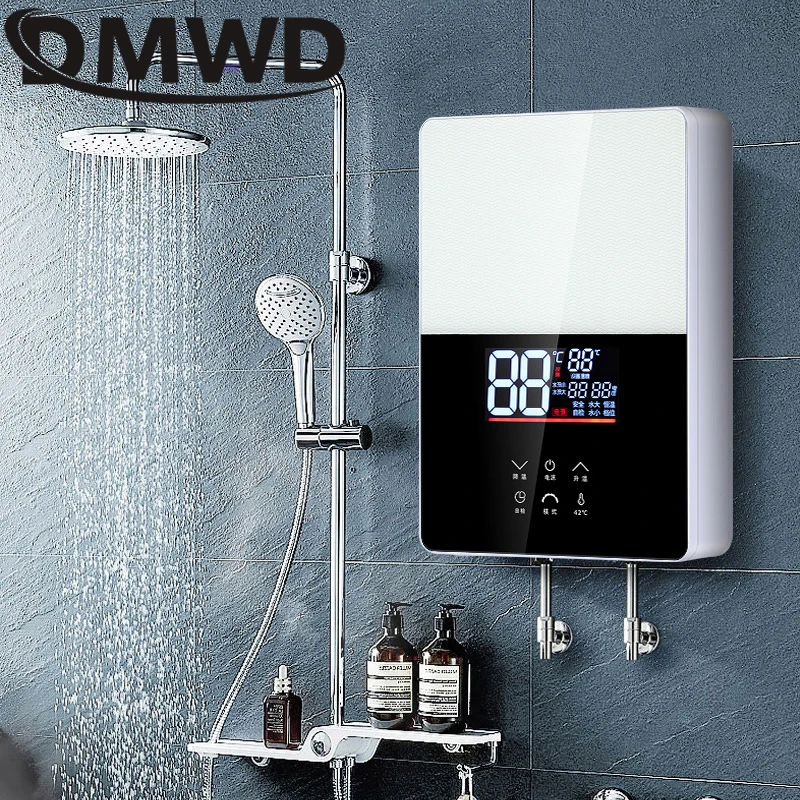 Remote Control 6000W Instant Electric Thermostat Hot Water Heater Smart Touch Fast Heating Faucet Tap Tankless Bathroom Shower