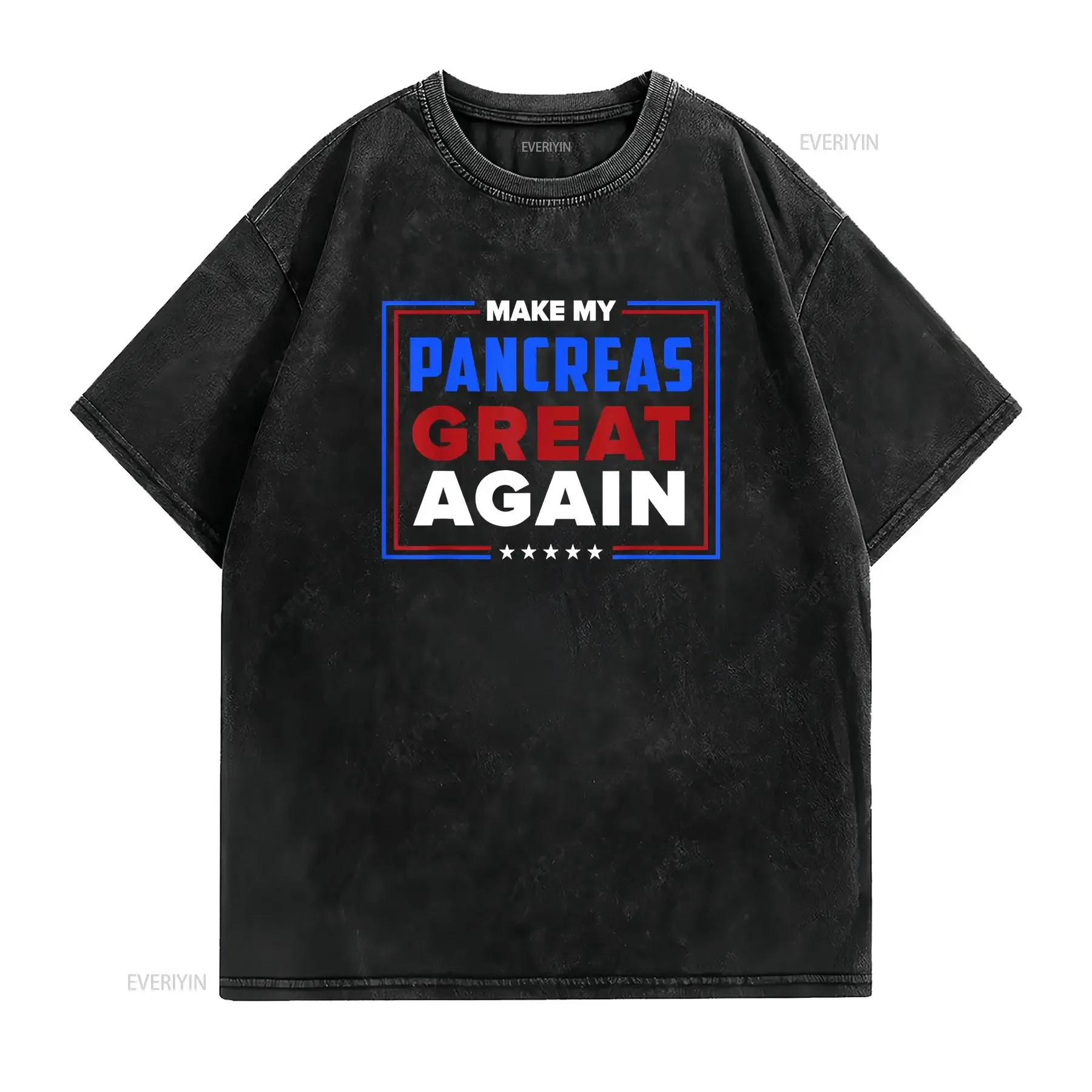Make My Pancreas Great Diabetic Diabetes Type 1 T Shirt vintage Washed streetwear Casual Breathable Soft Slightly Stretched