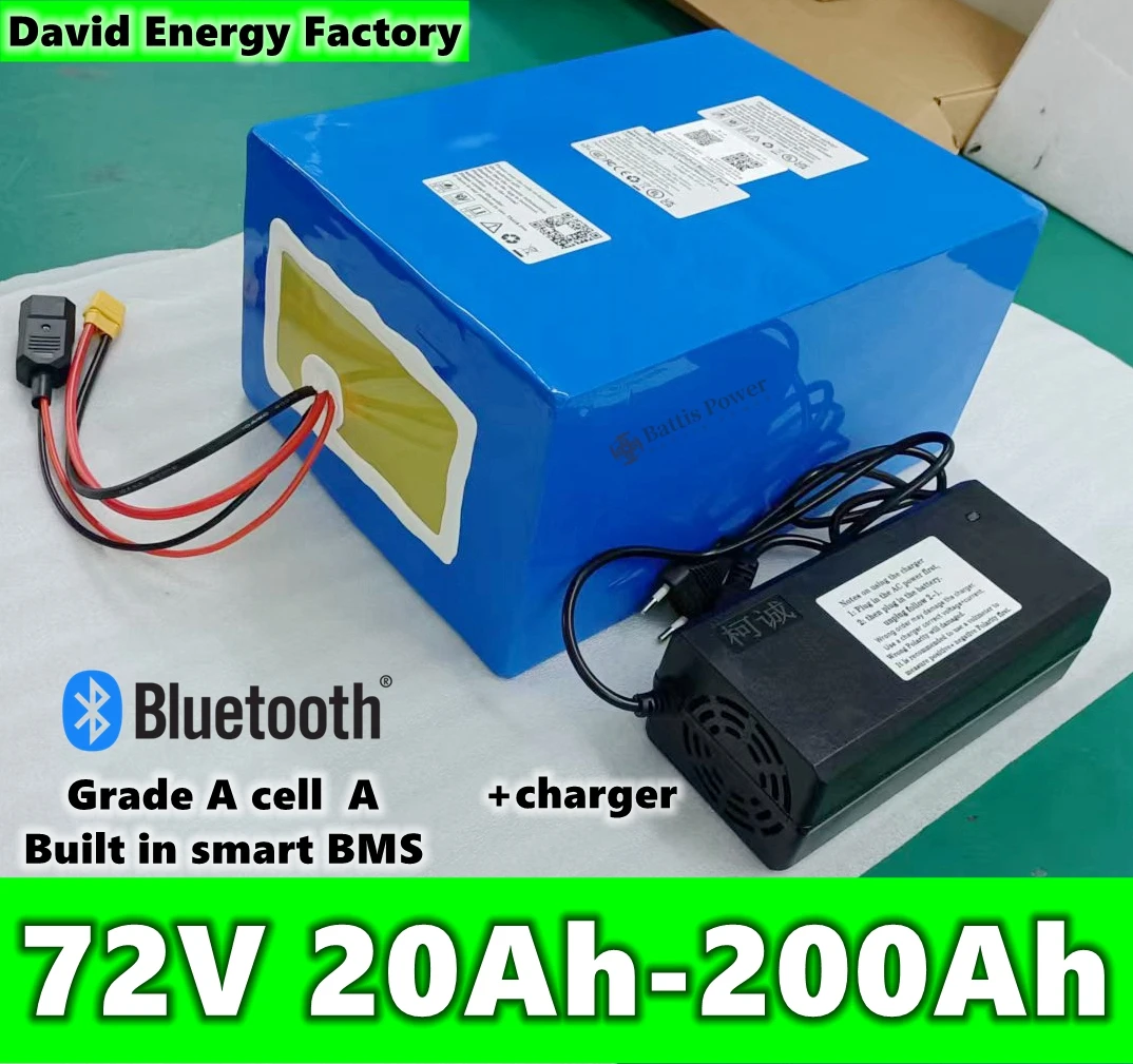 scooter battery pack 72V 20Ah 30Ah 50Ah 60Ah 80Ah 100Ah 120Ah 150Ah 200Ah LiFePO4 lithium battery with BMS for 2KW 5KW mini car