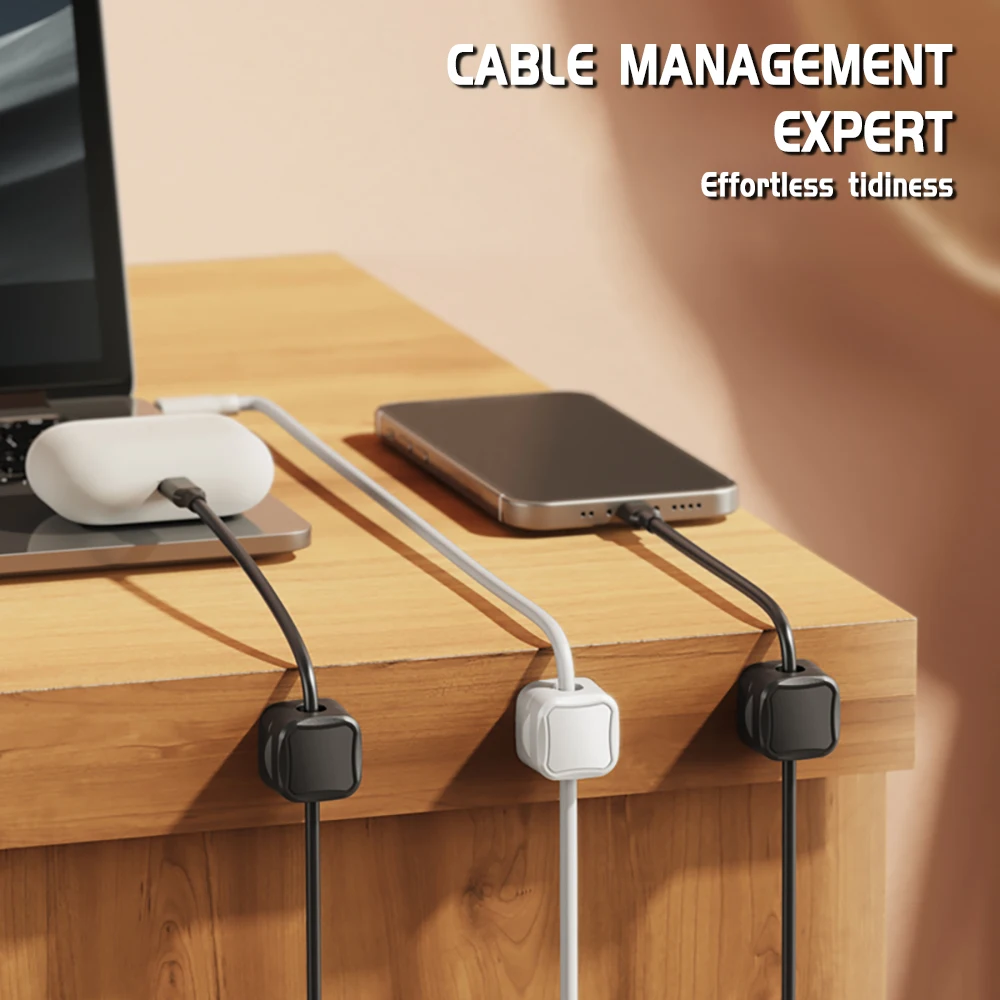 Magnetic Cable Clip Cable Holder 1/6/12pcs Adhesive Wire Keeper Cord Cable Organizer for Home Office Under Desk Management
